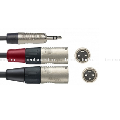 STAGG NYC3/MPS2XMR готовый кабель 2xXLR-mJack